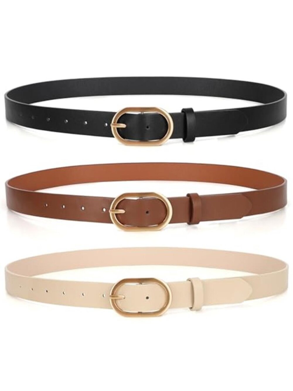 Womens Leather Belt Gold Buckle PU Waist Belt Jeans Dress Plus Size Set